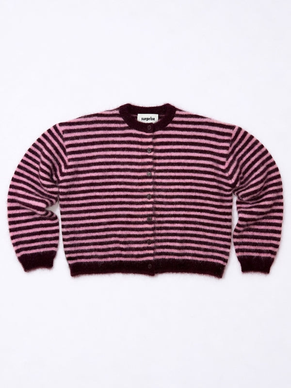 Rayures Aubergine/Rose clair