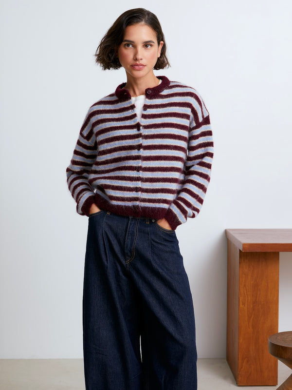 Rayures Aubergine/Bleu/Jaune