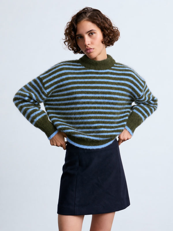 Rayures Olive/Bleu ciel
