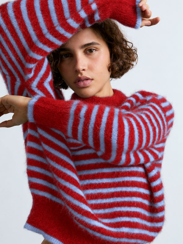 Rayures Rouge/Bleu ciel