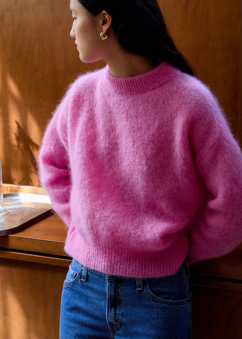 ニット+セーター 1980's melange mix mohair pink knit Boxy Mohair V-Neck Sweater - Pink Mix - Holzweiler