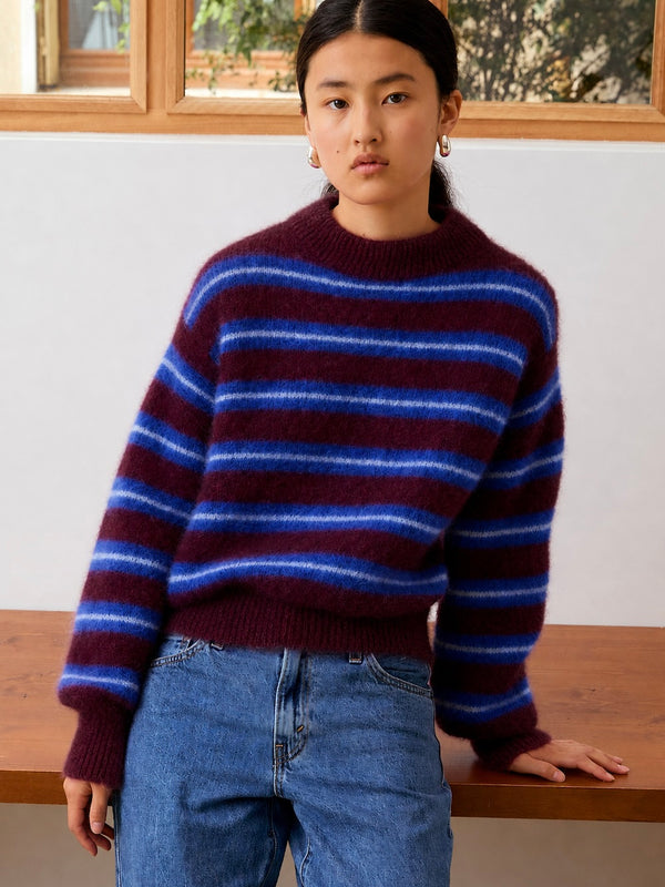 Rayures Aubergine/Bleu électrique