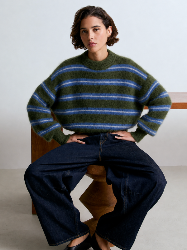 Rayures Olive/Bleu