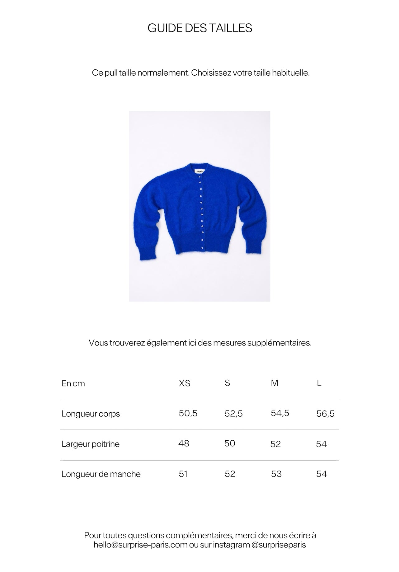 Guide des tailles