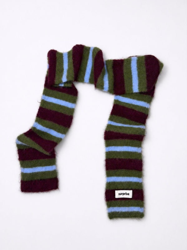 Rayures Olive/Aubergine/Bleu ciel