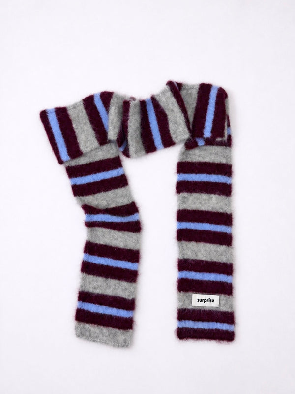 Rayures Gris/Aubergine/Bleu ciel