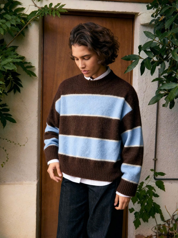 Rayures Chocolat / Bleu ciel