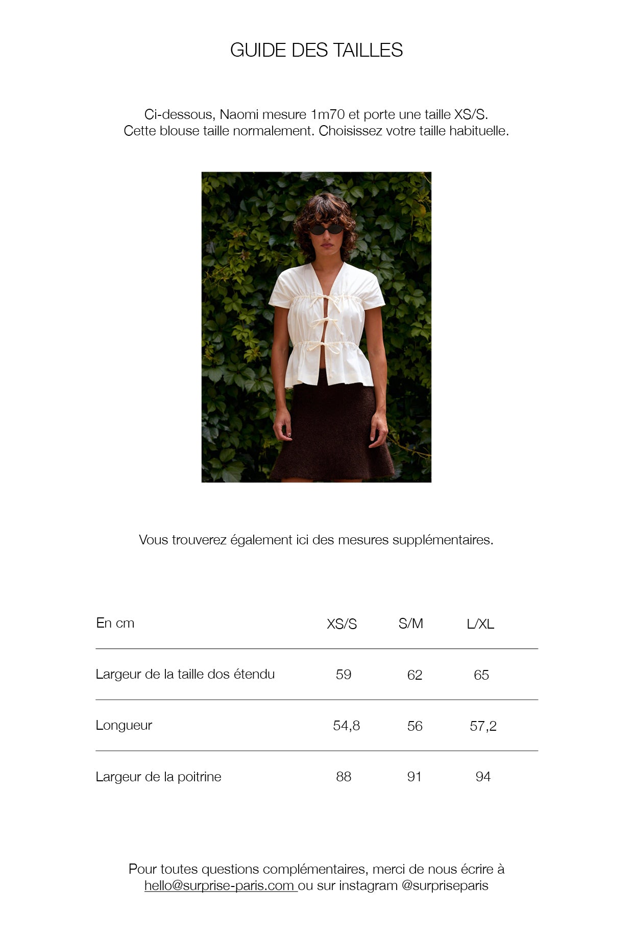 Guide des tailles