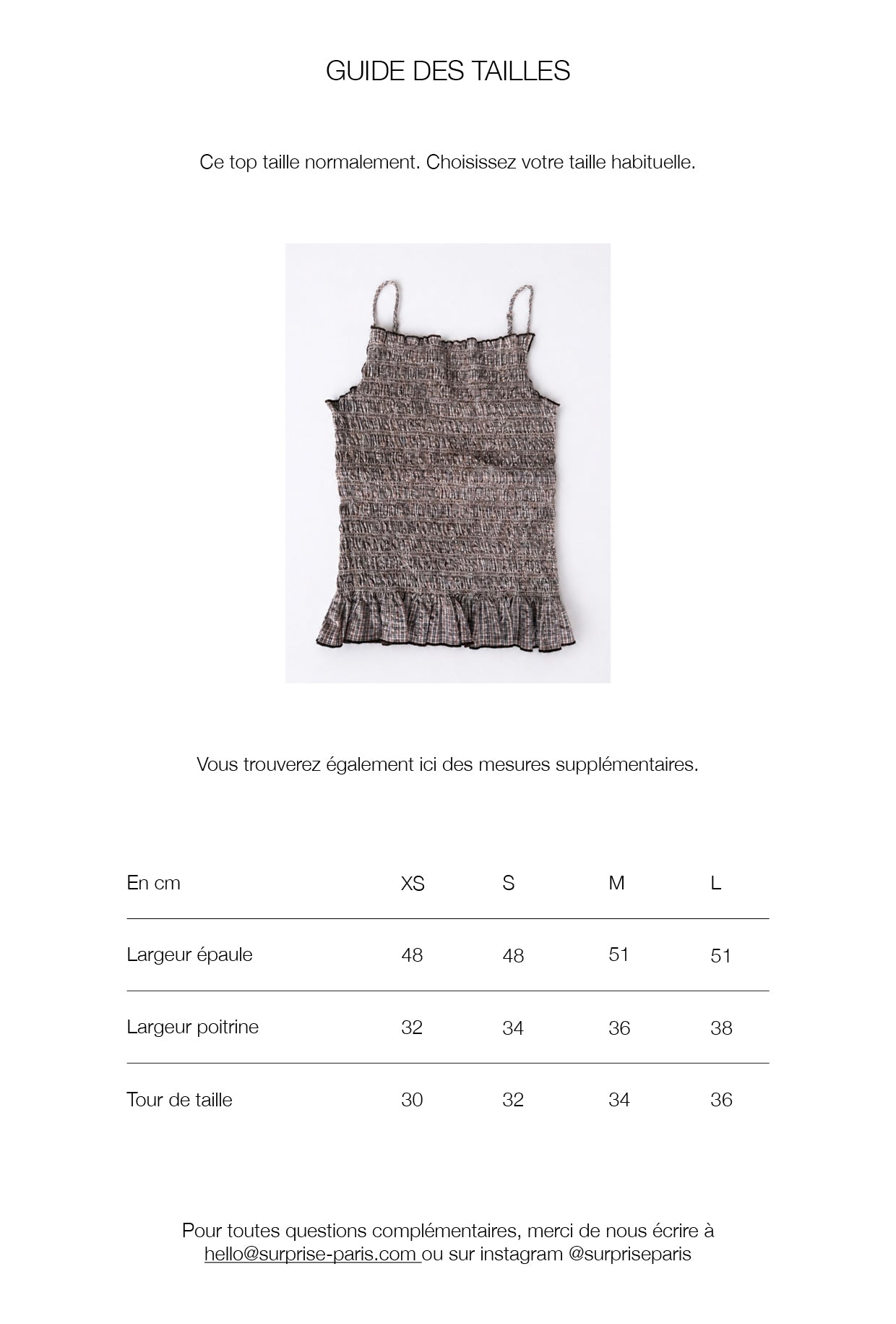 Guide des tailles