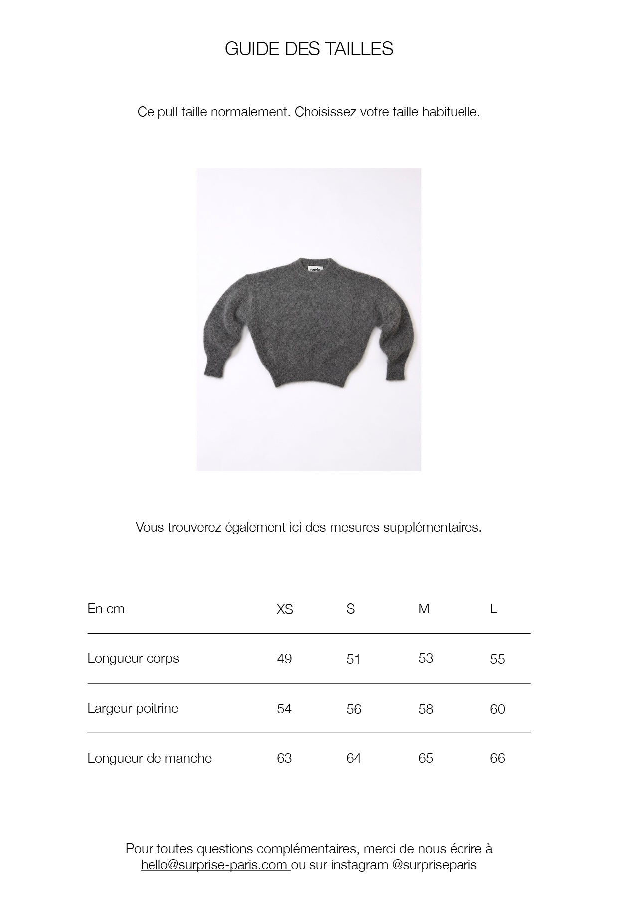 Guide des tailles