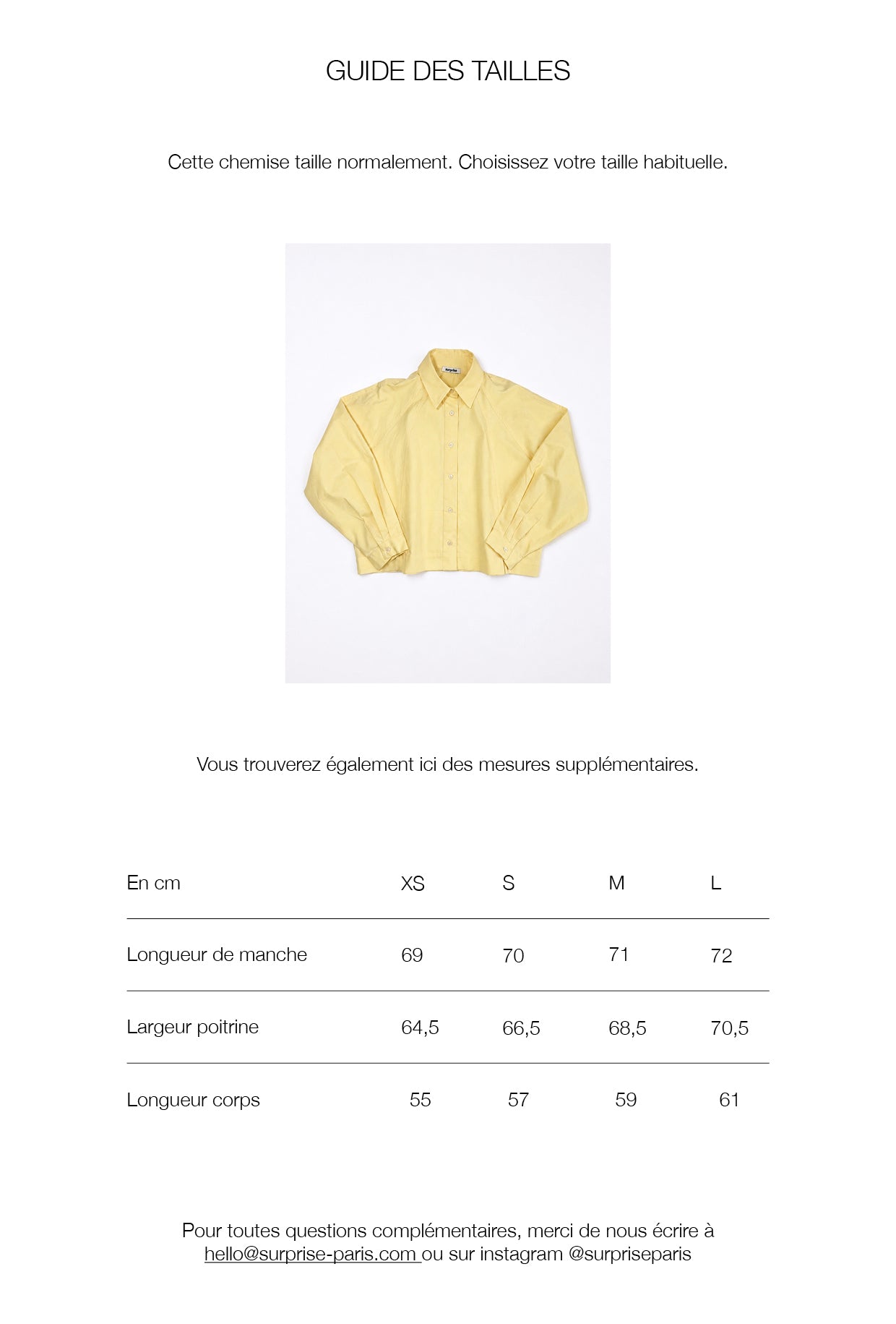 Guide des tailles