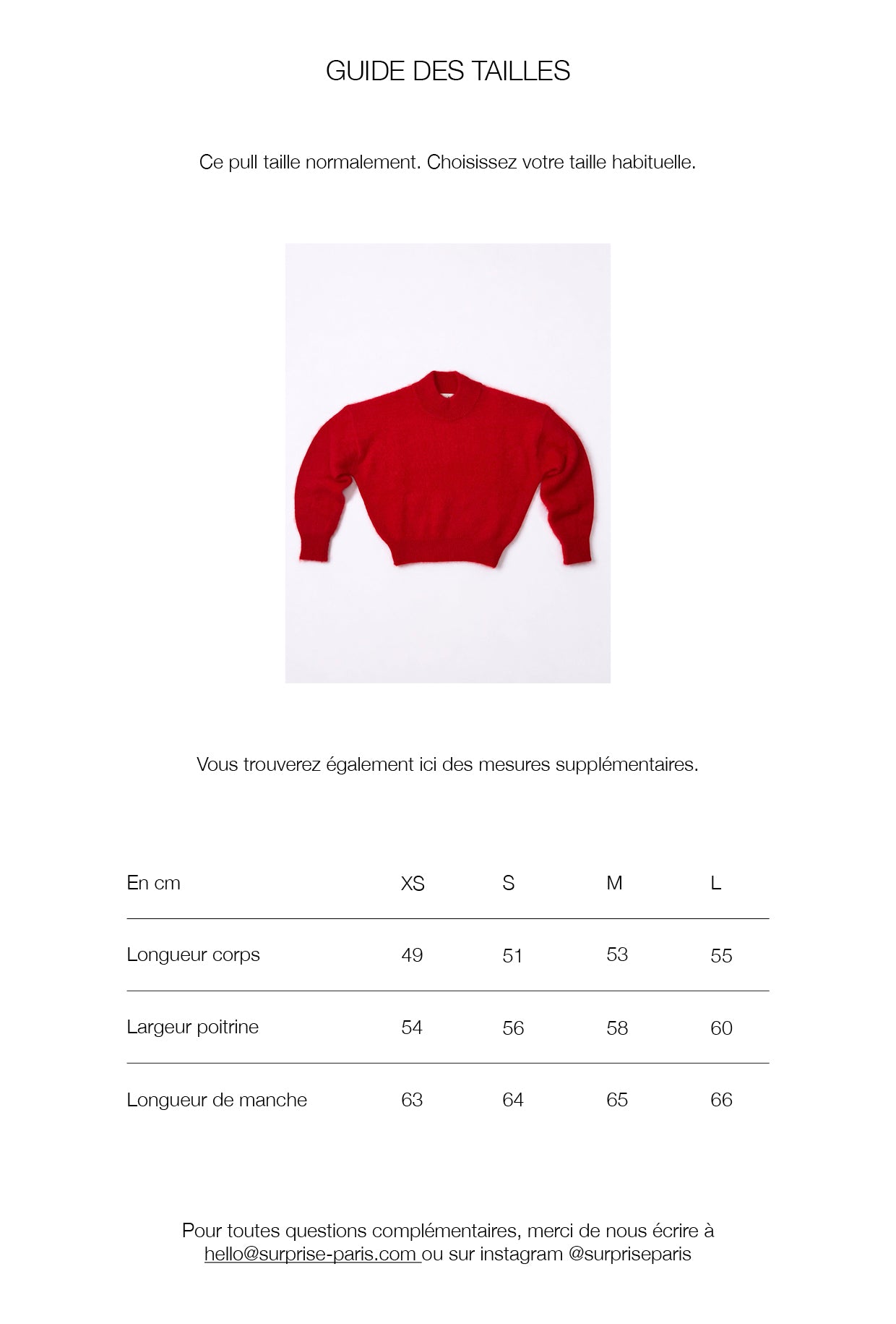 Guide des tailles