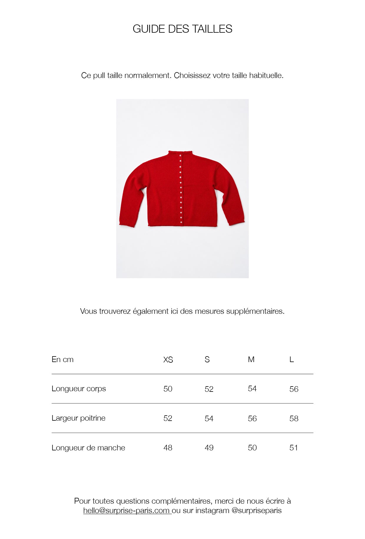 Guide des tailles
