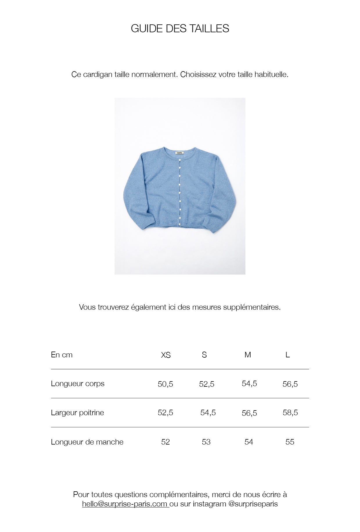 Guide des tailles