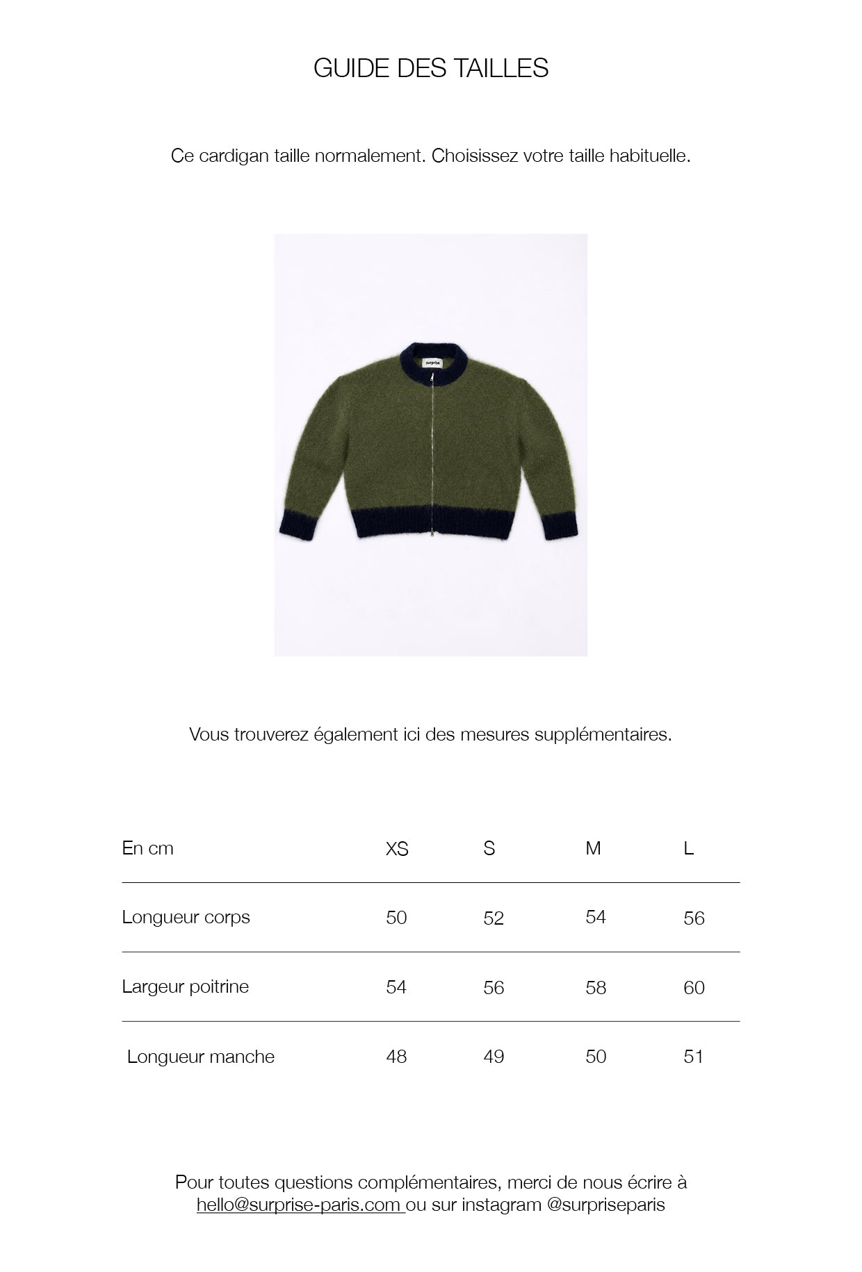 Guide des tailles