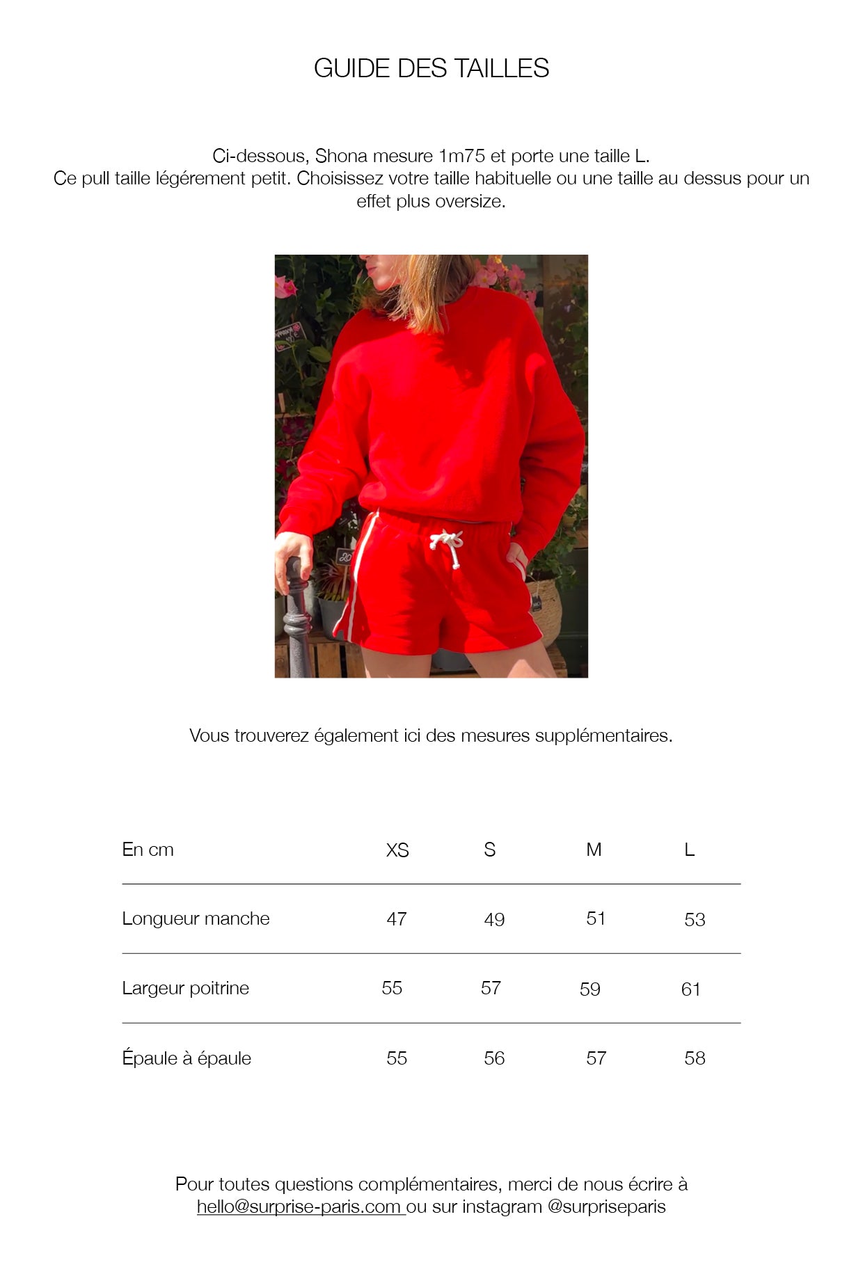 Guide des tailles
