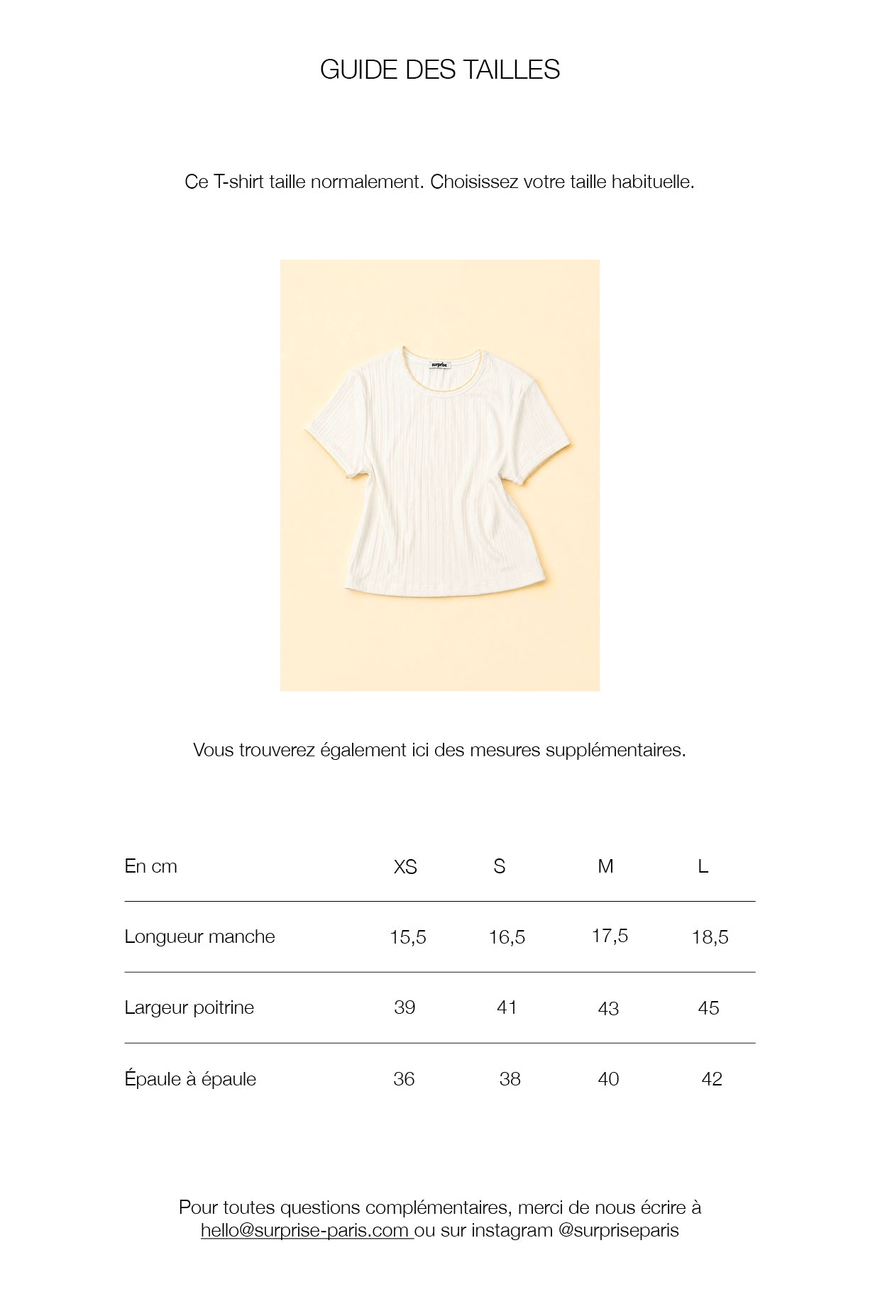Guide des tailles