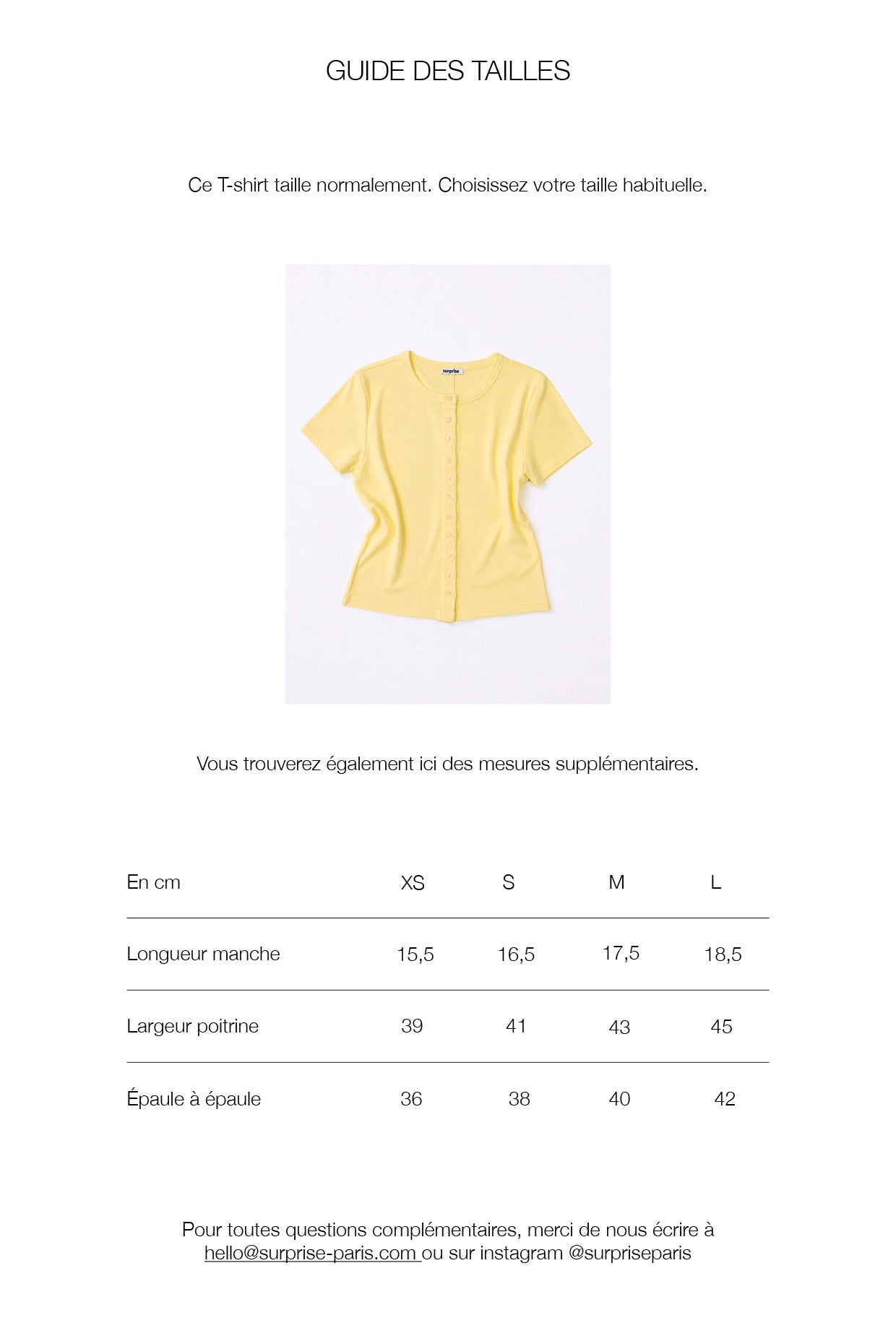 Guide des tailles