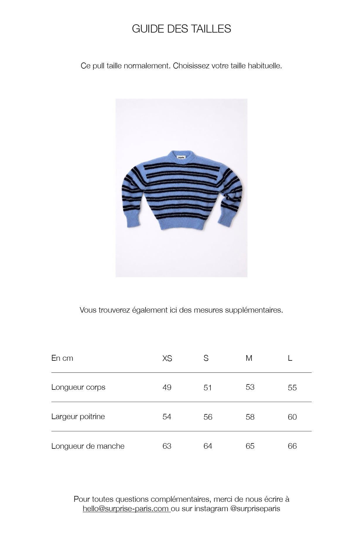 Guide des tailles