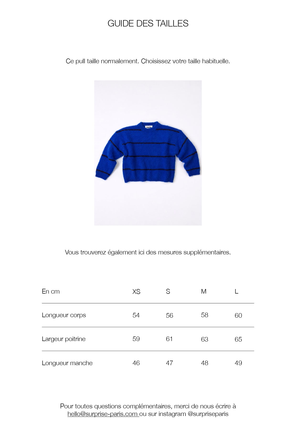 Guide des tailles